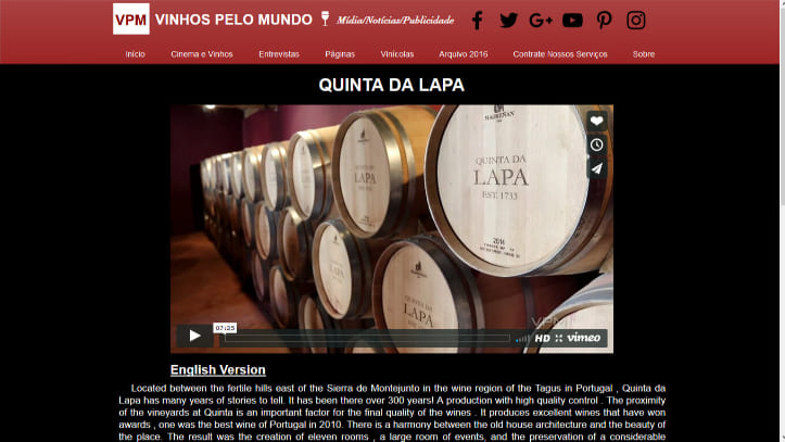 Vinhos Pelo Mundo destaca a Quinta da Lapa